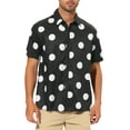 thumbnail image 1 of Camisa de playa de polka dots impresa para hombres INSPIRE CHIC, con botones, de manga corta, casual XL Negro, 1 of 6