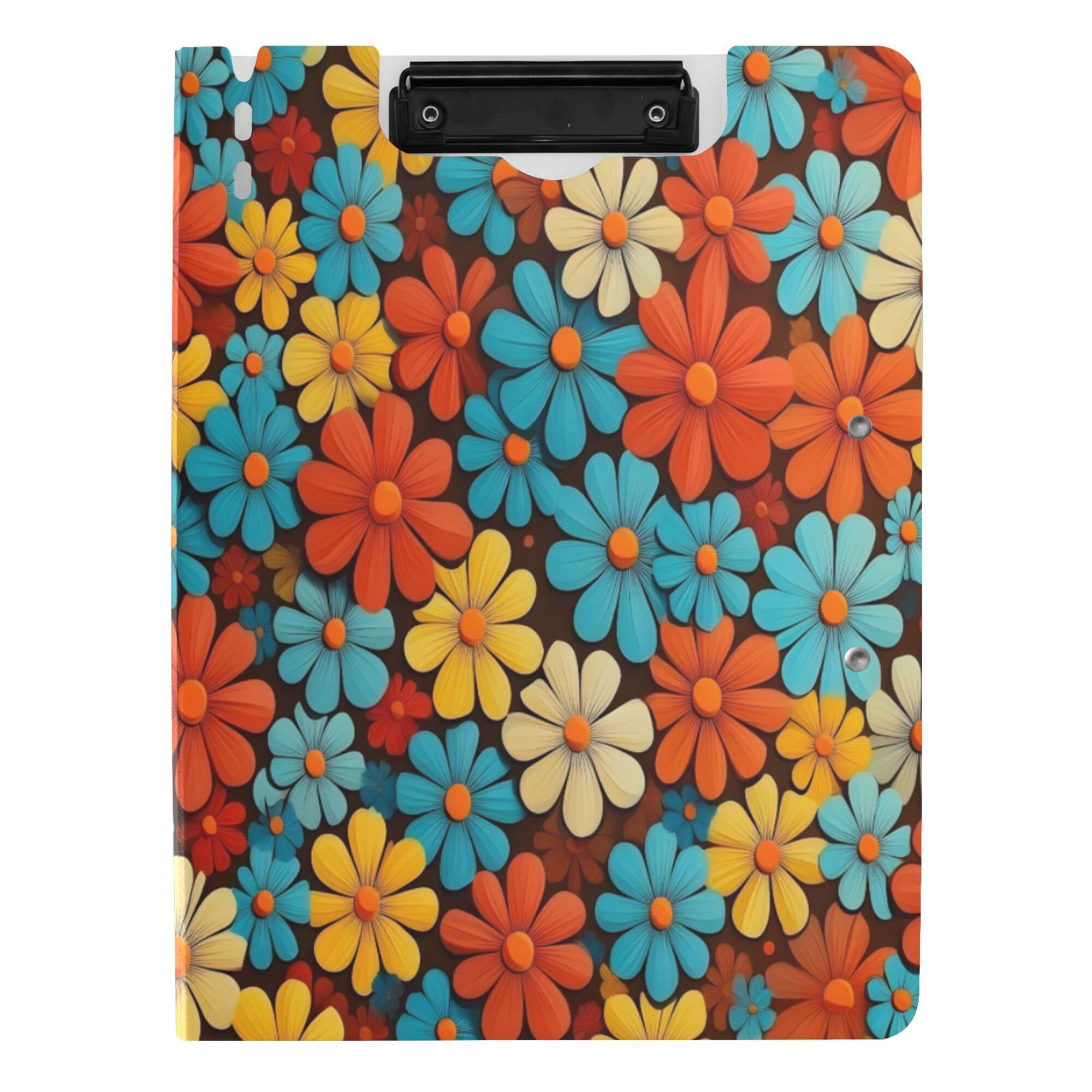 FORMRS A4 Clipboard Folder with Pen Holder Horizontal Foldable School Office Binder, Blooming Flowers