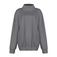 thumbnail image 5 of Mock Neck Sweatshirt Women Cute Oversized Sweatshirts Cozy Soft Pullover Sweaters Loose Fit No Hood Fashion Winter Clothes Gray 2XL, 5 of 6