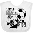 thumbnail image 3 of Inktastic Little Sister and Biggest Fan Soccer Player Girls Baby Bib, 3 of 4