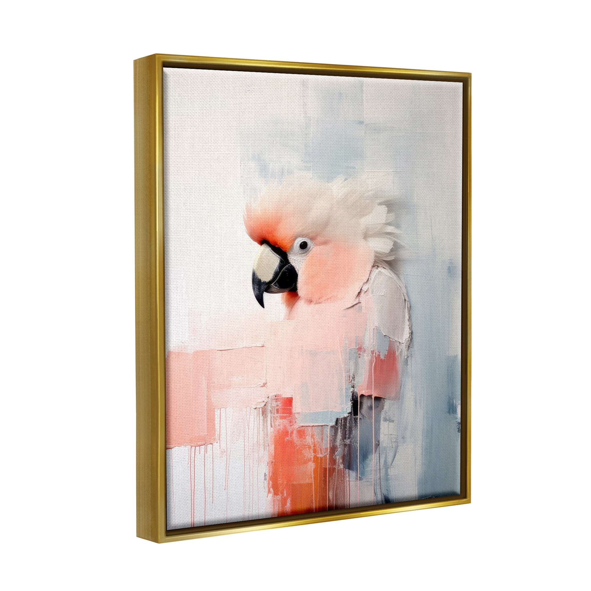 Stupell Industries Modern Cockatoo Portrait Animals & Insects Painting Gold Floater Framed Canvas Art Print Wall Art, 25 x 31
