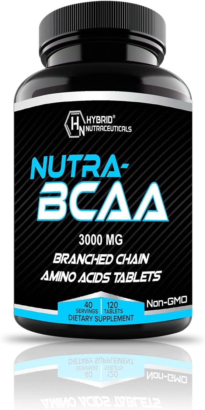 Nutra BCAA 3000mg Branched Chain Amino Acids Supplements - 2:1:1 L-Leucine, L-Isoleucine and L-Valine - Pre & Post Workout Performance, Non-GMO, Vegan - 120 Tablets