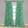 thumbnail image 5 of Ambesonne Cartoon Curtains, Puffy Clouds Funk Art, Pair of 28"x84", Multicolor, 5 of 5