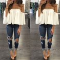 thumbnail image 5 of Blouses Décontractées en Dentelle d'Été pour Femmes, Crop Tops T-Shirt, 5 of 5