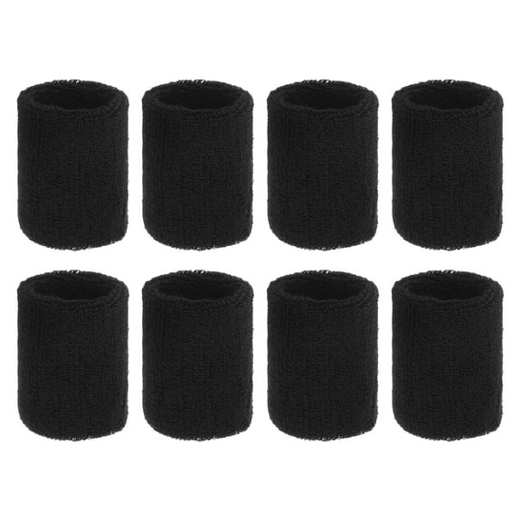 Uxcell Wrist Sweatbands Colorful Sports Wristbands Sweatbands Wrist for Tennis Badminton Basketball Black 8Pack