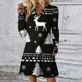 thumbnail image 2 of Women's Christmas Printed Dress Loose Fit V-Neck Casual Long Sleeze Holiday Party Dress, Flowy A-Line Vintage Style with Festive Pattern,Dark Gray,Size XL, 2 of 5