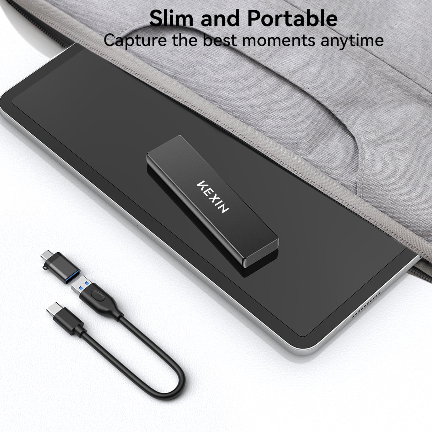 KEXIN 500G Portable SSD, External Hard Drive - Up to 1050MB/s,USB 3.2 Gen2 High Speed Game Drive ,Compatible with PS4/ Windows/Mac,Black