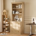 thumbnail image 3 of Farmhouse Pantry Cabinet Set of 4, Brown Freestanding Kitchen Storage with Drawers, 3 of 9