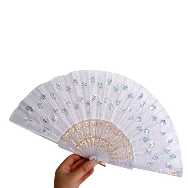 wendunide Spanish Lace Silk Folding Hand Held Dance Fan Flower Pattern