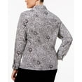 thumbnail image 2 of NY Collection Womens Printed Button Up Shirt, White, Plus Size, 2X, 2 of 3