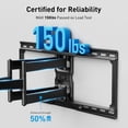 thumbnail image 3 of MountFTV Full Motion TV Wall Mount with Music-Sync RGB Light for 42-90" TVs up to 150 lbs, Fits 24″/16″ /12″ Wood Studs, Max 600x400mm, TV Wall Mount Bracket with Dual Articulating Arms, Swivel, Tilt, 3 of 8