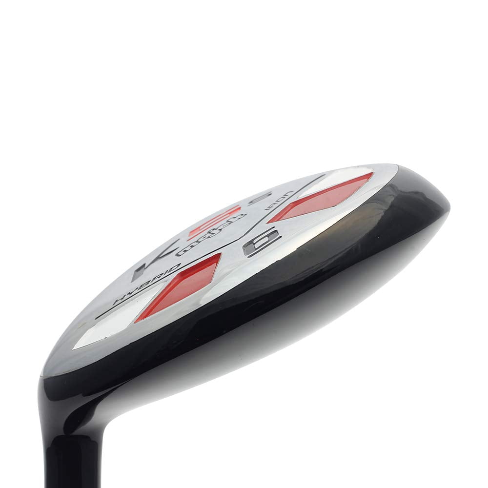 Majek Golf +1 inch Over Big & Tall Men's #6 Hybrid Stiff Flex Left Handed New Utility S Flex Club (Tall 6'0"+/+1" Over) with Midsize Black Pro Velvet Grip