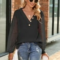 thumbnail image 4 of Camisas informales con cuello en V para mujer, camisas holgadas de punto de manga larga con estilo en forma de rombo para otoño e invierno, 4 of 7