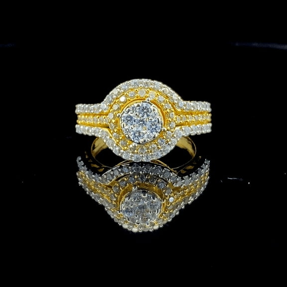 Round Shape Composite Lab Grown Diamond Women Bridal Ring in Sterling Silver | | Yellow Gold Plated