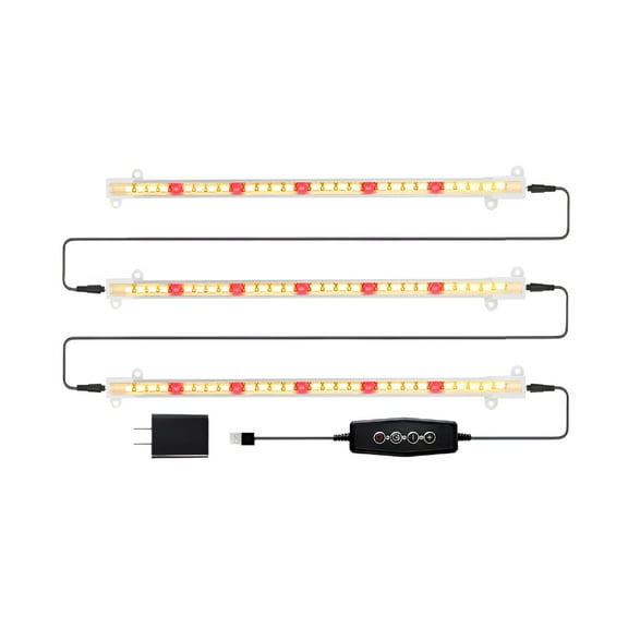 HIBIBUD String Lights Battery Operated LED Grow Light Strips 3500K Full White Lamp 40W 90 LEDs / 5 Dimmable Levels For Indoor Grow Hydroponics Succulent