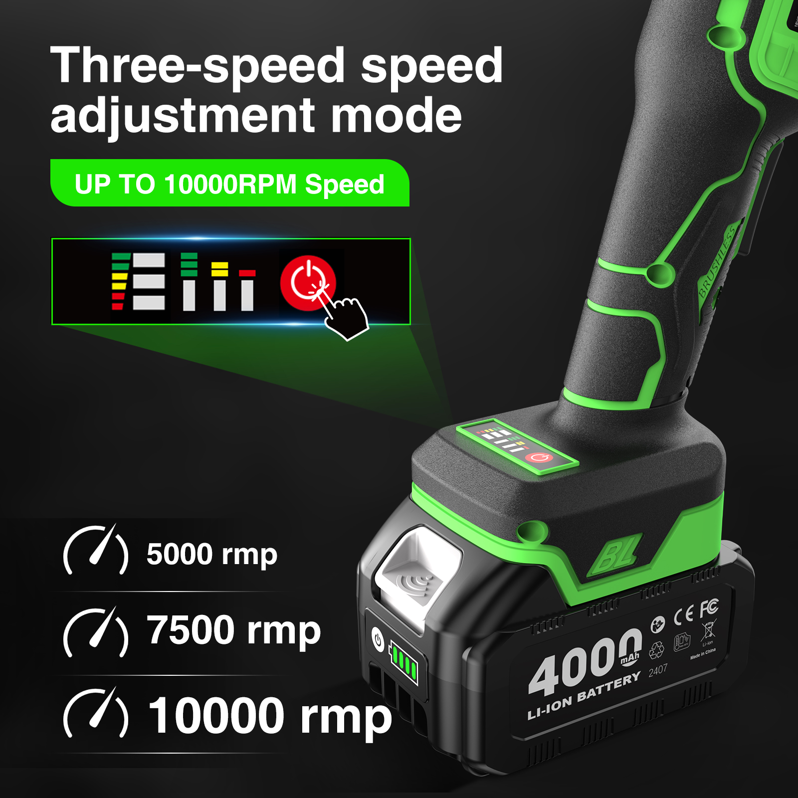 TaskStar 21V Cordless Angle Grinder, 2x4.0Ah Battery &  Charger, 10000RPM Brushless Motor, Power Angle Grinder with Cutting & Grinding Wheels, Flap Discs for Wood Metal & Rust Removal