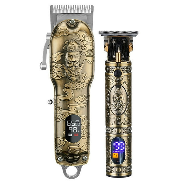 Professional Large Small Hair Trimmer Set LCD Display All-metal Body Adjustable Space USB Rechargeable