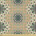 thumbnail image 2 of Ambesonne Spanish Fabric by the Yard Microfiber, Folk Ethnic Flowers Art, 5 Yards, Peach Blue Grey and Pale Teal, 2 of 2