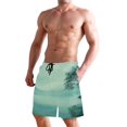thumbnail image 2 of Dailycode Men's Quick Dry Swim Trunks Beach Shorts Casual Summer Board Shorts with Pockets, Tree on Lakeside, 2 of 8