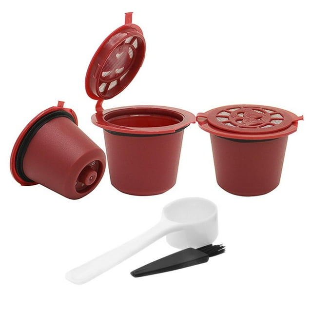 Filtros de Cápsulas de Café Wdftyju Reutilizables para Máquina Nespresso Rojo