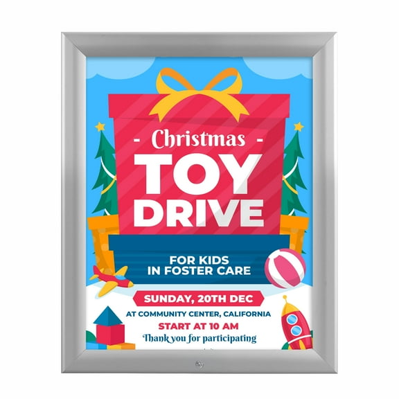 M&T Displays Lockable Weatherproof Snap Poster Frame 8.5x11 Inch Silver 1.38" Aluminum Front Loading Wall Mounting Picture Photo Document Certificate Sign Holder Mitered Corner Anti Glare Cover