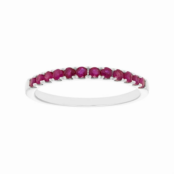 Ruby Gemstone Ring, 925 Sterling Silver 0.26 Ctw Ruby Cz Gemstone Stackable Wedding Ring, Women Engagement Eternity Ring, Gift For Her
