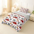thumbnail image 3 of Castle Fairy Cartoon Truck Twin Comforter Sets 3-Piece for Kids,Flame Print Bedding Set for Bedroom,Red White,Grey Reversible, 3 of 6