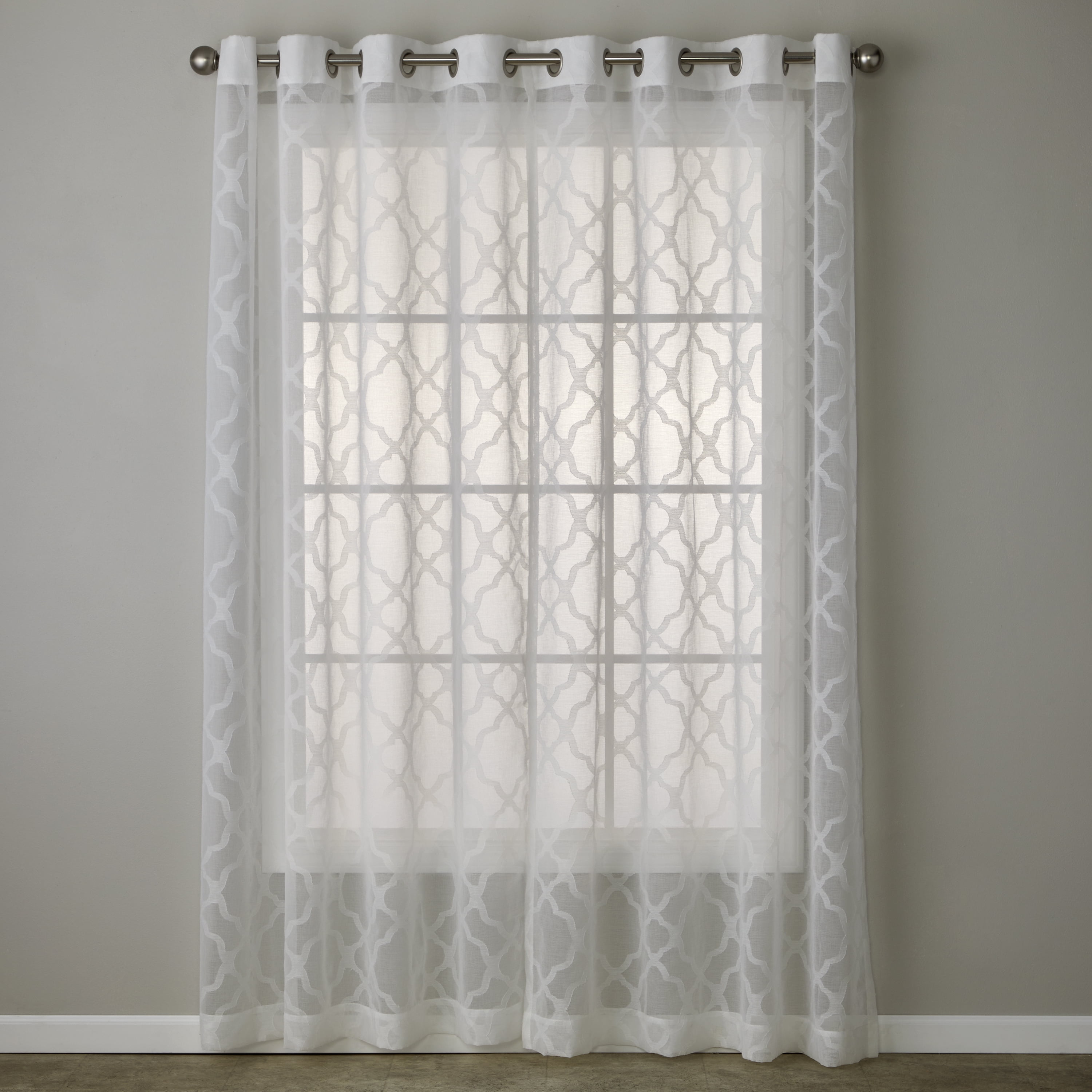 SKL Home Lattice Rod Pocket Sheer Curtain Panel, 56" x 84"