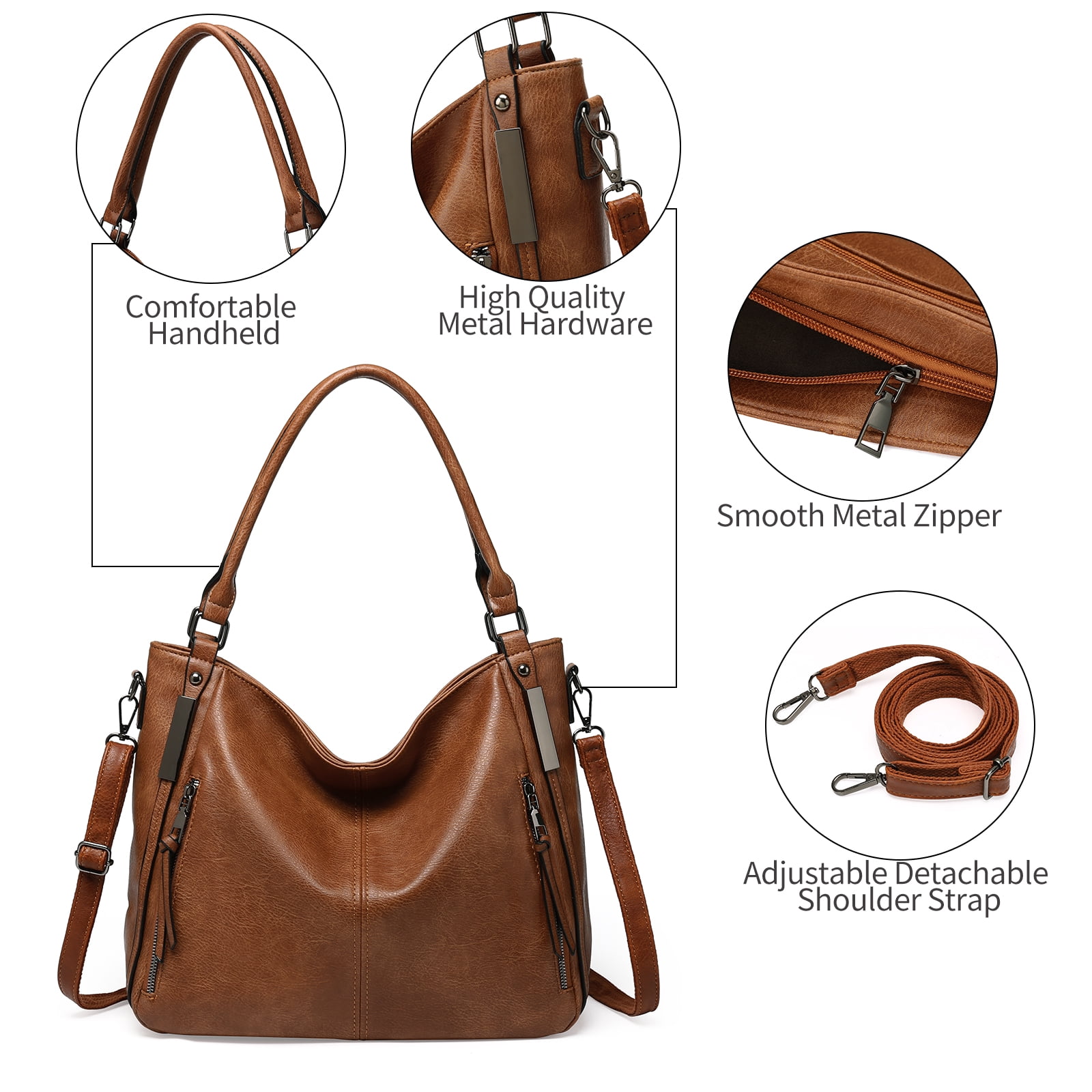 KALUNMA Hobo Crossbody Bags for Women Leather Hobo Handbags Retro Large Size Shoulder Bag Crossbody Purse