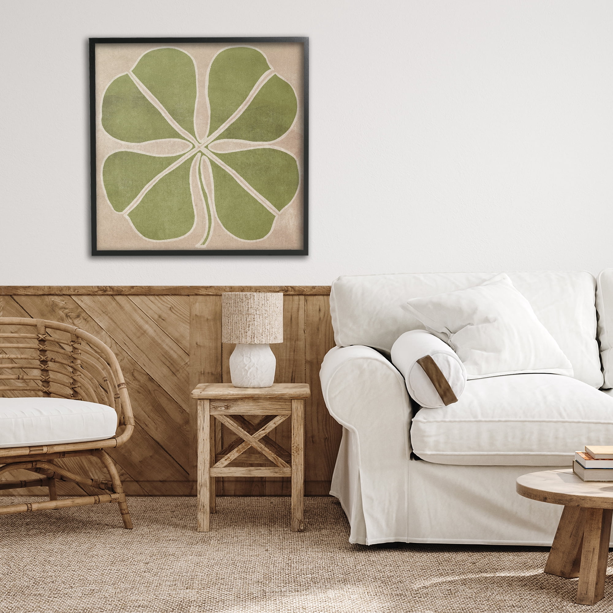Neutral Symmetrical Clover Black Framed Giclee Art, design by June Erica Vess