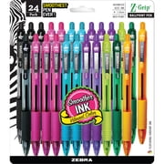 Zebra Z-Grip Retractable Ballpoint Pen 1.0mm, Assorted Ink Colors, Clear Barrels, 24-Pack