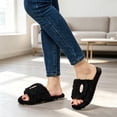 thumbnail image 7 of Ecetana Womens Fuzzy Memory Foam House Slippers Open Toe Slip On Indoor Shoes, 7 of 7