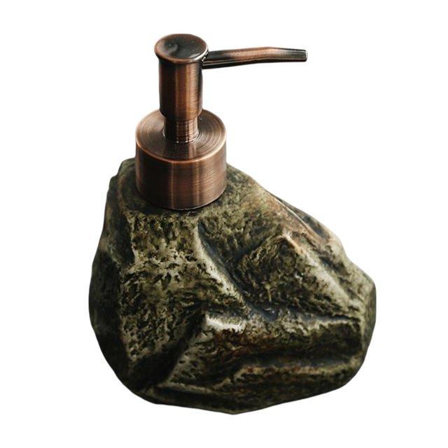 Botella de jabón con forma de piedra, bomba de jabón líquido, recargable creativa para baño de encimera B BLESIY Dispensador de jabón