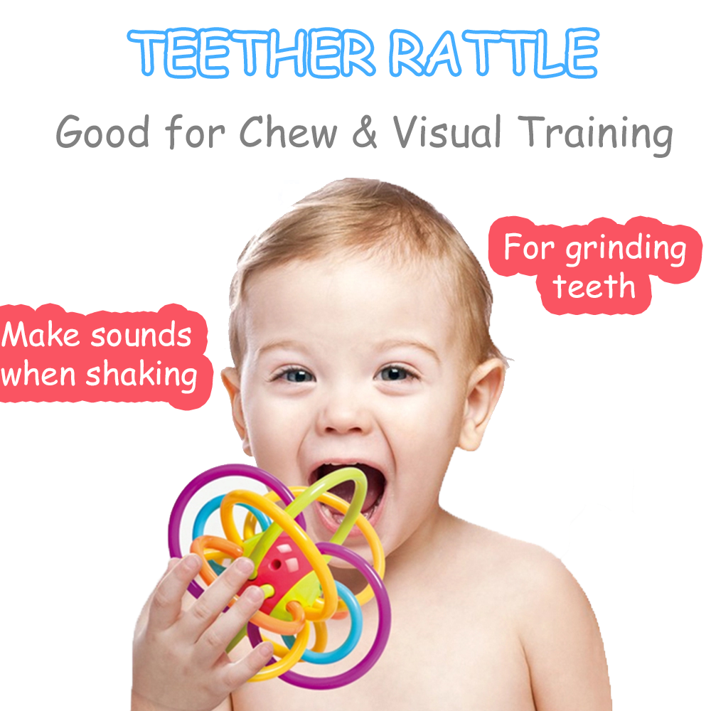 GOODWAY Baby Teething Toys for Babies 0-6 Months, Hanging Sensory Development Toys,Baby Teether Rattle Toy for 3-6,6 to 12 Months Newborn,Boy,Girl,Teething Ring - image 2 of 8