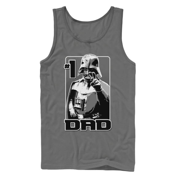 Men's Star Wars Vader Number One Dad  Tank Top Charcoal Medium