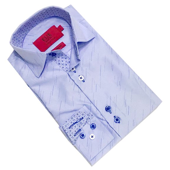 Elie Balleh Baby Blue Digital Rain Men's Dress Casual Button Down Shirt