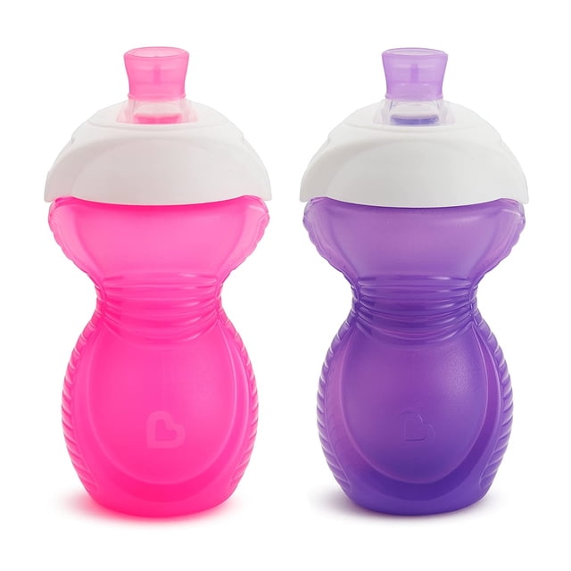 Munchkin Click Lock Bite Proof Sippy Cup, rosa / púrpura, 9 onzas, 2 cuentas