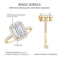 thumbnail image 5 of Rosec Jewels Certified Moissanite Emerald Cut Engagement Ring 2 Carat - Moissanite Halo Ring (6X8 mm, D-VS1 Quality), 14K Yellow Gold, US 12.50, 5 of 8