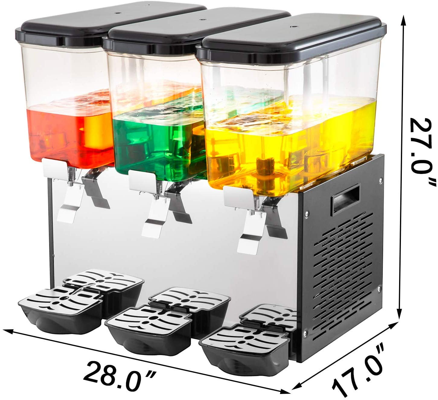 VEVOR Commercial Beverage Dispenser 2x8 L//4.2 Gallon Commercial Cold Drink Dispenser Heavy Duty Cold Juice Drink Dual Bowl Juicer Dispenser BPA Stainless Steel for Bars Hotels