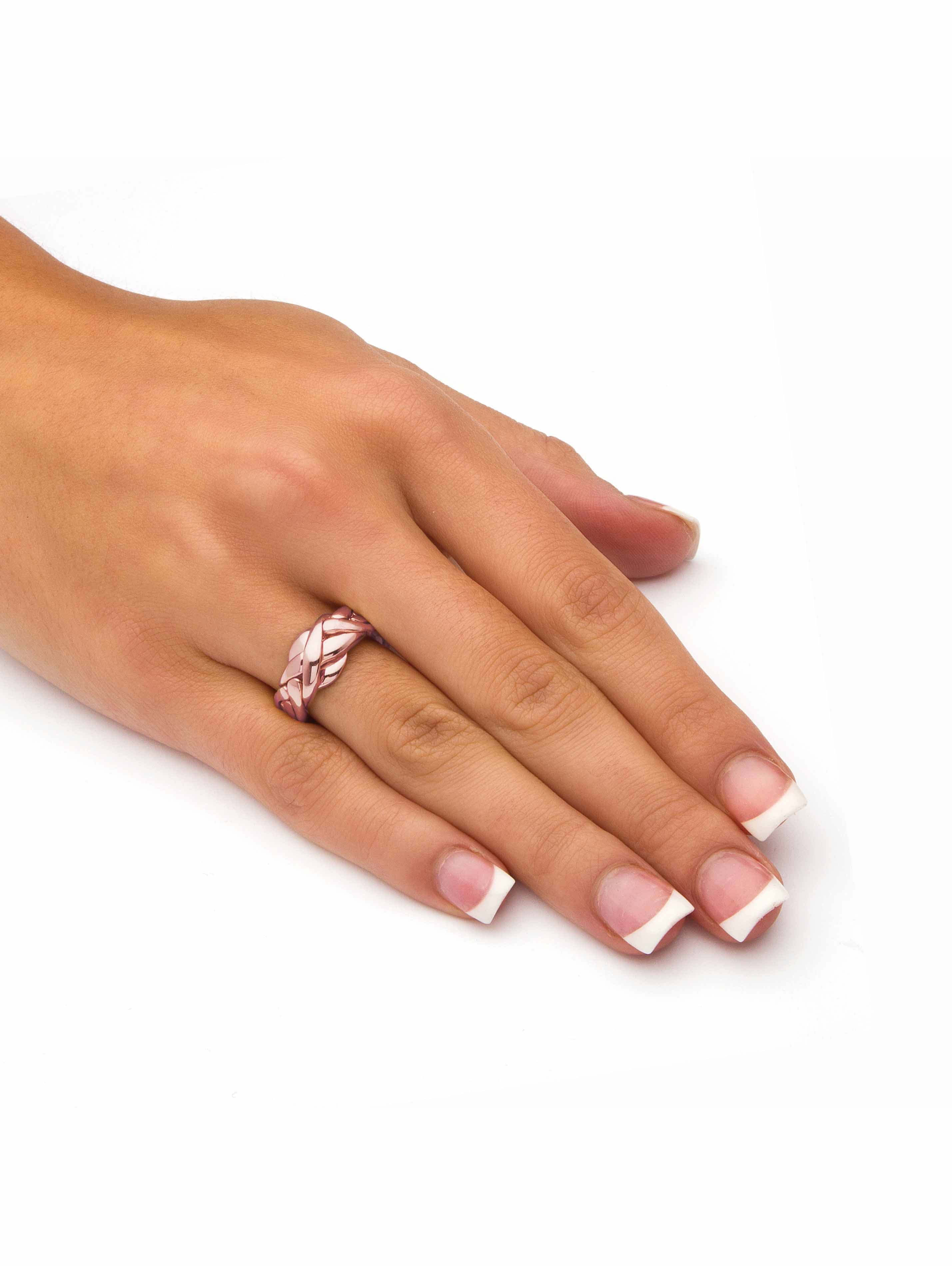 PalmBeach Jewelry 14k Yellow or Rose Gold-Plated or Platinum-Plated Braided Puzzle Ring