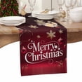 thumbnail image 6 of Merry Christmas Cotton Linen Table Runner for Dining Kitchen, Retro Red Ball Xmas Snowflakes New Year Wedding Outdoor Party Tablerunners Decoration, Dresser Scarf Coffee Tablecloth Runners 16"x72", 6 of 9
