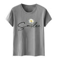 thumbnail image 4 of LUOGENLI T-shirts pour Femme pour Femmes T-shirts pour Femmes Motif Imprimé Tournesol Col Rond T-Shirt à Manches Courtes Haut T-shirts pour Femmes T-shirts Graphiques T-shirts Vintage de la Saint-Valentin T-Shirt T-shirts pour Femmes Blanc Pâques Gris TG, 4 of 6