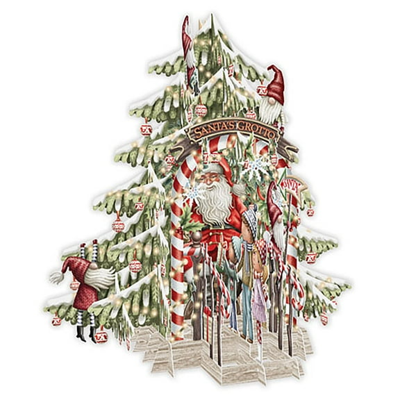 Me & McQ Santa's Grotto: Children Waiting in Line to Meet Santa Laser Cut 3D Pop Up Christmas Card