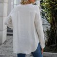 thumbnail image 6 of Diufon Womens Cotton Shirts Fall Casual Solid Color Pullover Tops V Neck Button Long Sleeve Tops, 6 of 6