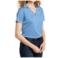 thumbnail image 4 of Yellow Rooster Womens Short Sleeve Shadow Stripe Polo Shirt Carolina Blue XS, 4 of 7