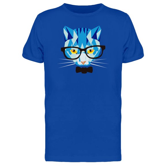 Blue Hipster Polygonal Cat Tee Men's -Image by Shutterstock