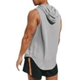 thumbnail image 6 of Arvbitana Men Quick Dry Hooded Tank Sleeveless Solid Color Fitness Training Muscle Gym Sports Vest Top Summer Shirt, 6 of 8
