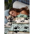 thumbnail image 3 of Teal Brown Paw Print Queen Size Flat Sheet, Wrinkleproof & Fadeproof Cooling Flat Bed Sheet Only, Vintage Farmhouse Wooden Grain Breathable Soft Bedding Top Sheets 90 x 102 Inches, 3 of 8