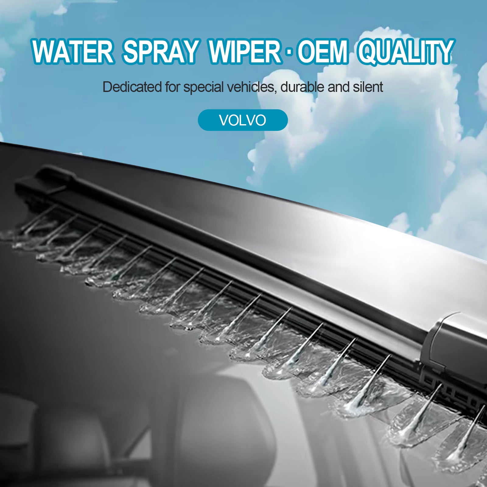 LADEWEU® 3 Wipers 24"+20" Sprayer Wiper Blades Automotive Front Windshield Wipers Replacement for Volvo V60 2019 2020 2021 2022,Not Heated Easy DIY Install (Set of 2)