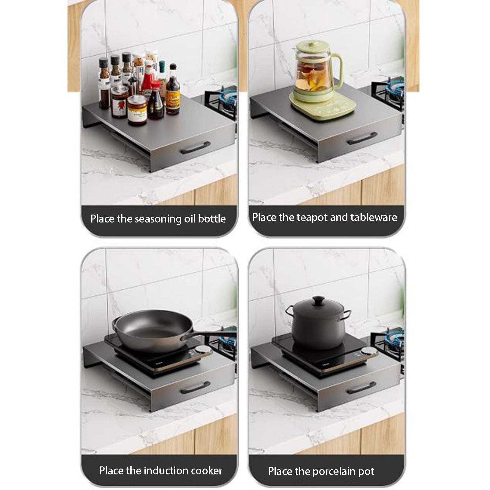 Gas stove cover, with base L shape, stove cover, multifunctional kitchen shelf, non-slip mat for kitchen stove rack